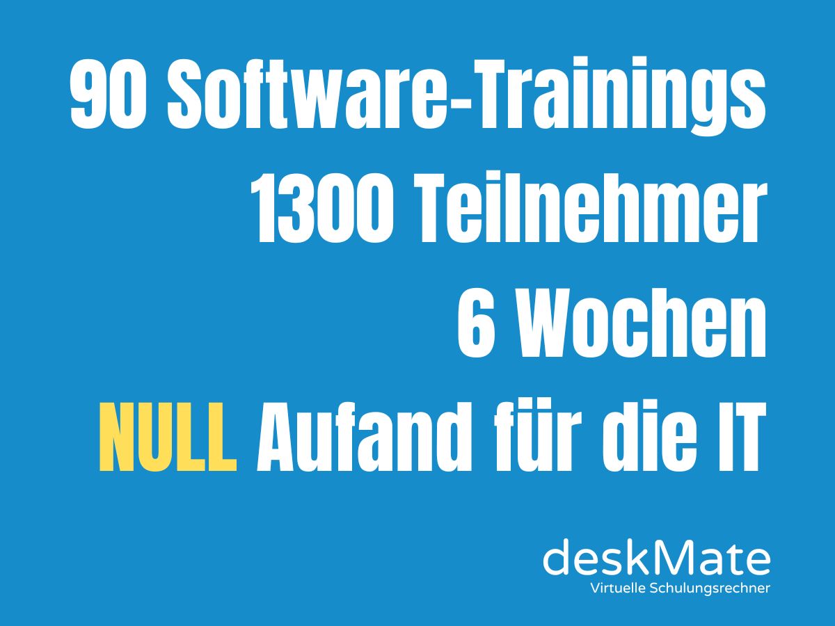 90 Trainings – 1300 Teilnehmer – 6 Wochen dank virtueller Schulungsumgebung